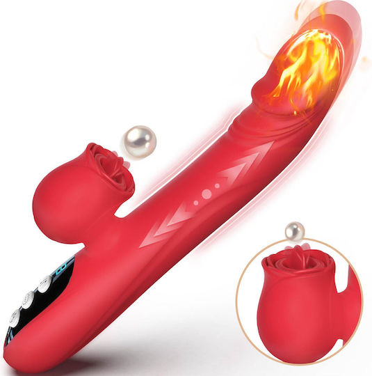 Silikon Vibrator 7 Leistungsstarke Modi Lecken 7 Stöße Erwärmung Rote