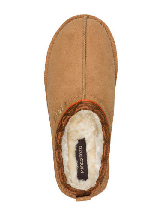 Winter Women's Slippers with Fur Brown