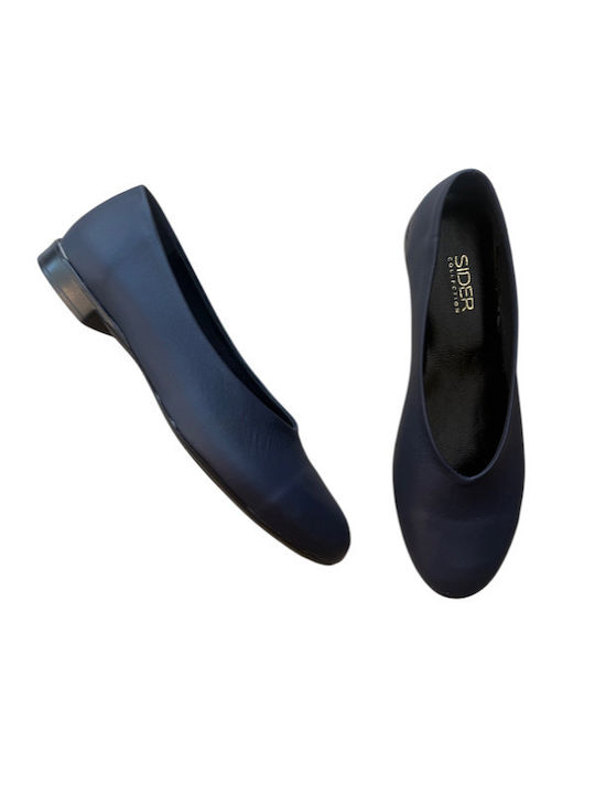 Lederne Damen Ballerinas in Blau Farbe