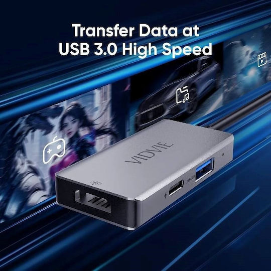 Vidvie USB-C Dockingstation für Laptop mit HDMI 4K PowerDelivery Silber