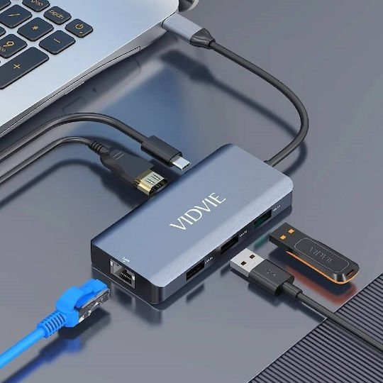 Vidvie USB-C Dockingstation mit HDMI 4K PowerDelivery Ethernet Silber