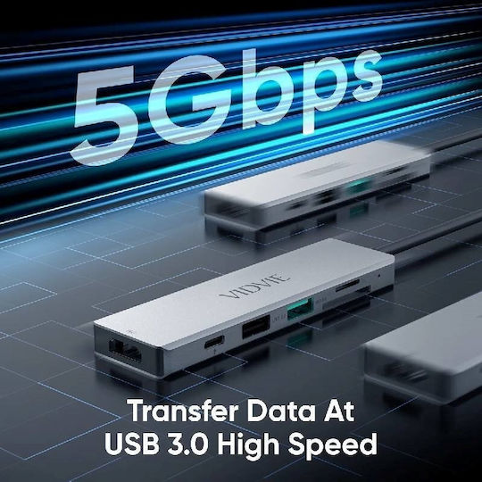 Vidvie USB-C Dockingstation für Laptop mit HDMI 4K PowerDelivery Silber