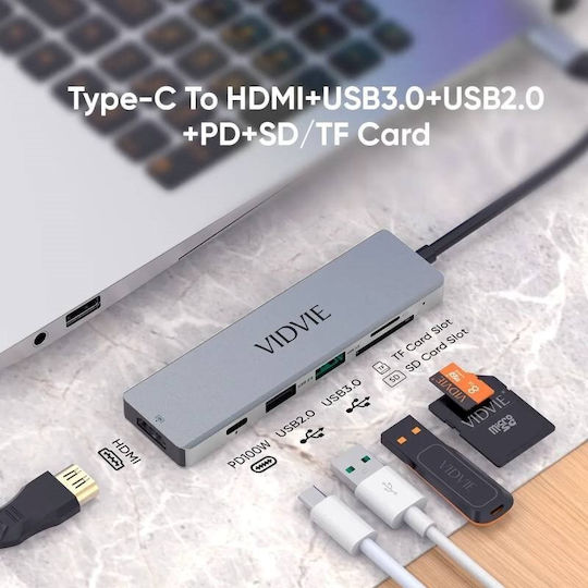 Vidvie USB-C Dockingstation für Laptop mit HDMI 4K PowerDelivery Silber