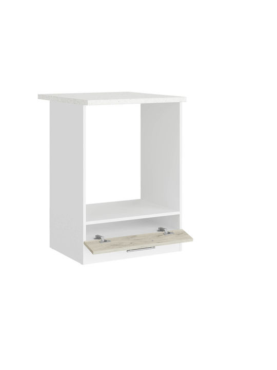 Шкаф за Долен Фурна с плот за работа White, White Craft Oak 60x46x85бр