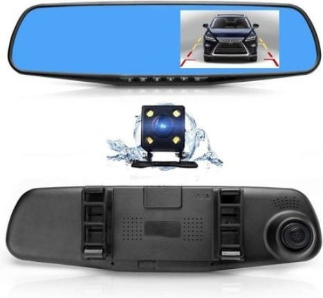Cameră Dvr Video Față-Spate Pentru Oglinda Retrovisoare Monitorizare Trafic Full Hd G-senzor Ecran 4.3 Inch