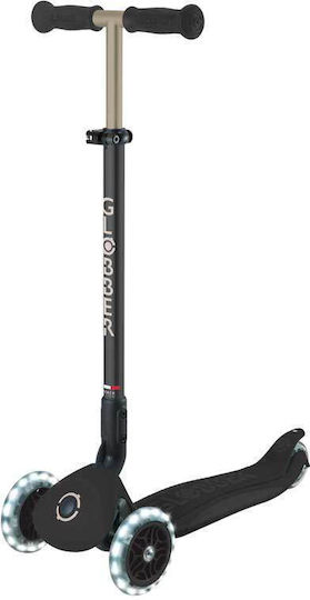 Globber Kids Scooter Foldable Globber Go Up Deluxe Lights 360° 3-Wheel with Seat for 15+ Months Black