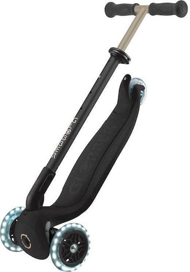 Globber Kids Scooter Foldable Globber Go Up Deluxe Lights 360° 3-Wheel with Seat for 15+ Months Black