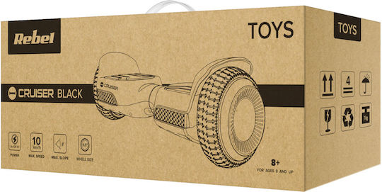 Rebel Cruiser Kinder Hoverboard mit 10 km/h Höchstgeschwindigkeit und 8 km Reichweite in Schwarz Farbe