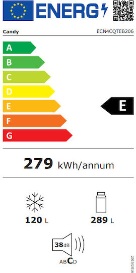 Candy 409лт NoFrost В205xШ59.5xД66.7см. Черен ECN4CQTEB206