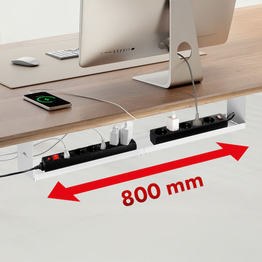 Compact Under-desk Cable Organizer Maclean Max Load 5kg White Mc-107 W