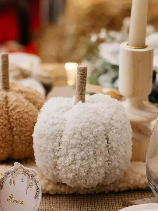Beauty Home Christmas Fabric Figure Pumpkin White Height 13cm