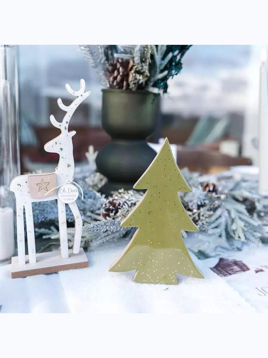 Beauty Home Christmas Wooden Figure Reindeer White Height 25cm