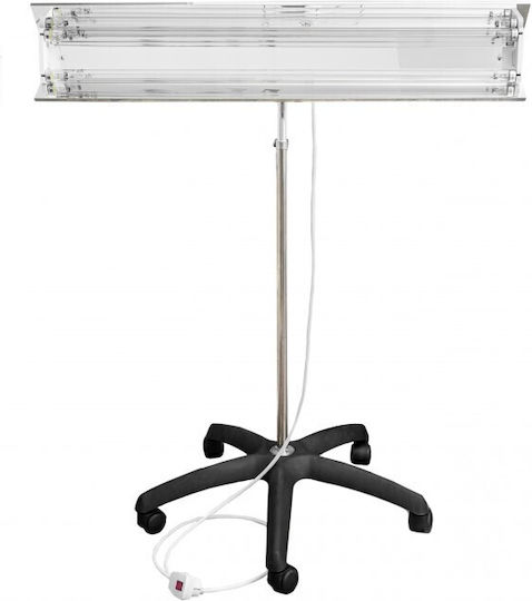 Portable Uvc Bactericidal Lamp 2x55w Adjustable Telescopic Stand 100-190 Cm Reflector 60 Sqm