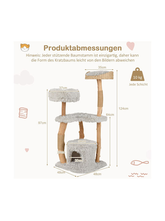Costway Scratching Post Cat Trees Gray 5 levels