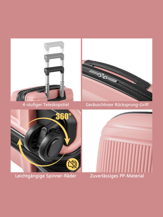 Costway Hard Pink Suitcases With 4 Wheels Set Of 2 Pieces