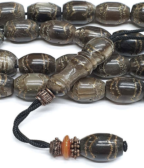 Roloi Komboloi Horn Worry Beads with 25 Beads Gray 37cm
