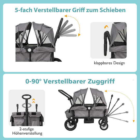 Costway Adjustable Double Stroller Suitable from 6+ Months Gray