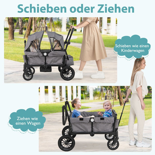 Costway Adjustable Double Stroller Suitable from 6+ Months Gray