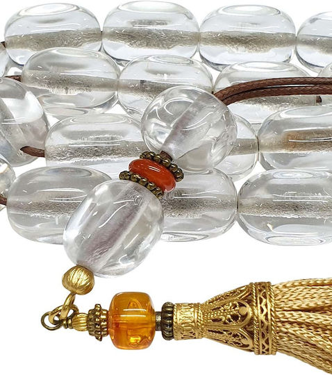 Roloi Komboloi Glass Worry Beads with 19 Beads Transparent 47cm