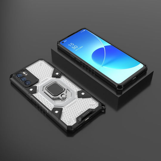 Erbord Back Cover Din Silicon / Plastic Cu Curea Pentru Gât Alb (Oppo Reno6)