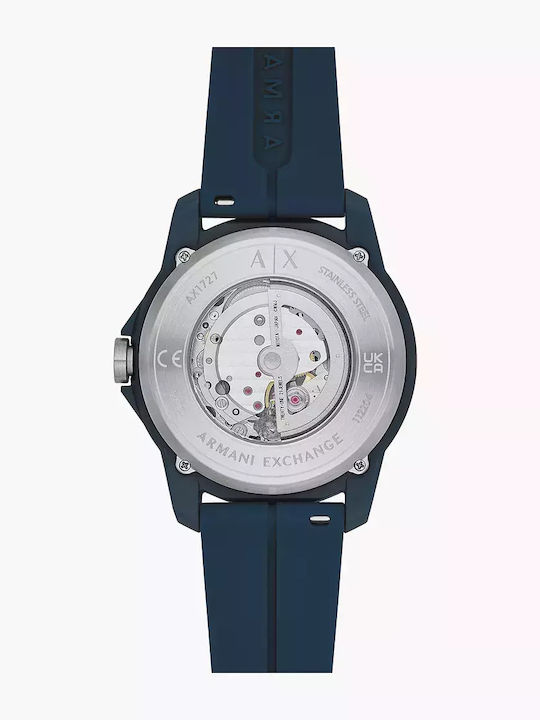 Armani Exchange Ceas Barbati 44mm Automat cu Culoare Albastră Textil Cureaua
