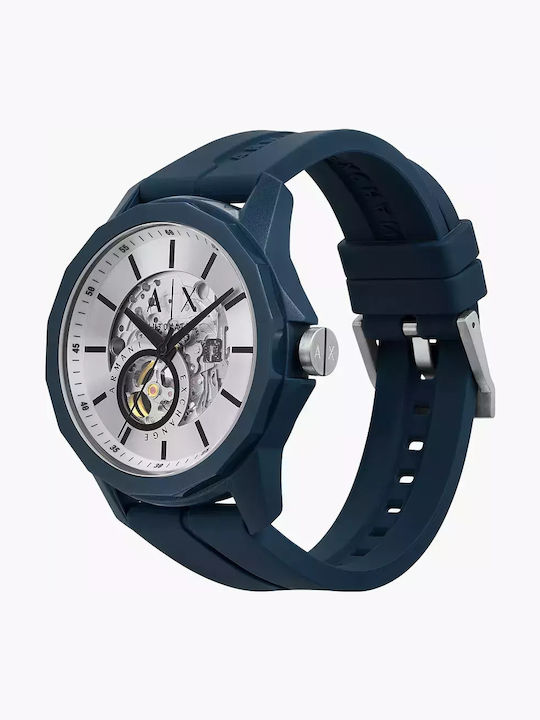 Armani Exchange Ceas Barbati 44mm Automat cu Culoare Albastră Textil Cureaua