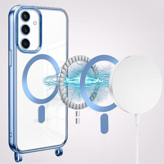 Erbord Electro Задна Корица Силикон 0.3мм с Каишка За Врата С Включено Закалено Стъкло Син (Galaxy S24 FE)
