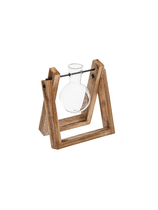 Atmosphera Dekorative Vase Hölzernes Soliflore Transparente F14,5xH16,5cm