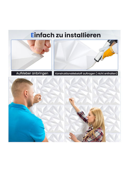 3D Wall Panel PVC with Glue White 50x50cm