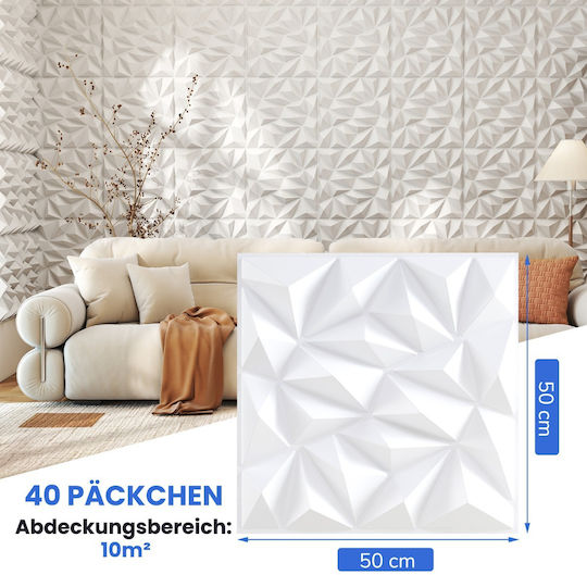 3D Wandpaneele aus PVC mit Kleber Weiß 50x50cm