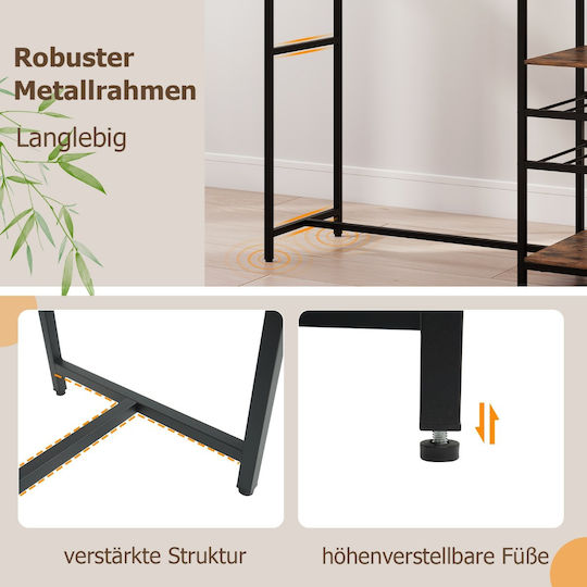 Table Kitchen Wooden with Metal Frame Brown 121x41x105.5cm