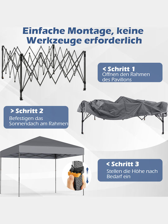 Costway Faltbarer Pavillon Garten Gray 3x3m