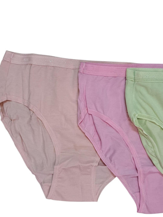 Βαμβακερά High Waist Women's Slip 3Pack Beige, Pink, Pistachio