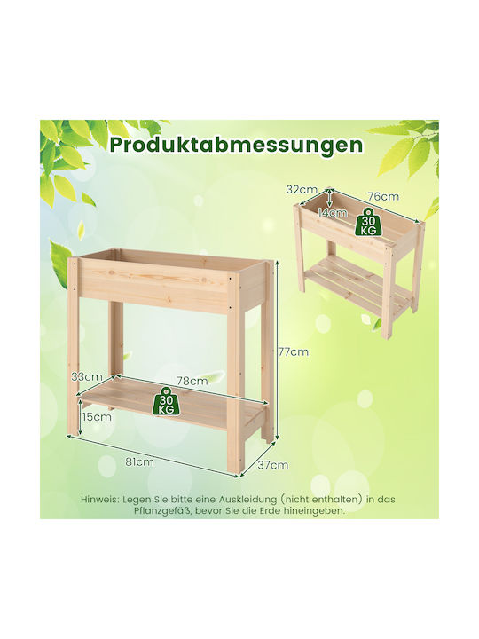 Costway Blumenkasten Hölzernes Natural Wood 81x37x77cm.