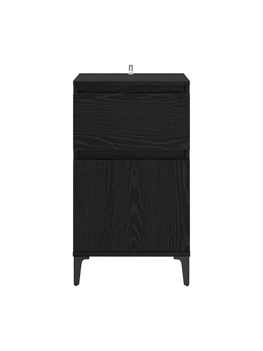 Wooden Bedside Table Black Oak 40x35x70cm