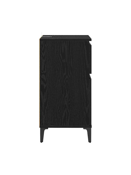 Wooden Bedside Table Black Oak 40x35x70cm