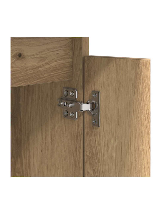 Wooden Bedside Tables with Metal Legs Brown Oak 2 Pieces 40x35x70cm