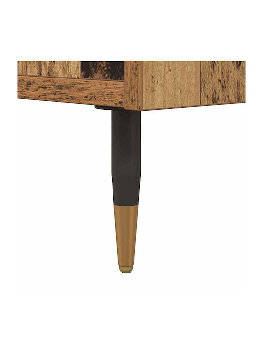 Bedside Table Wooden with Metal Legs Old Wood 40x35x47.5cm