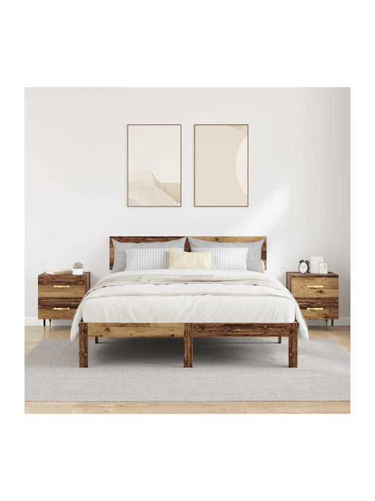 vidaXL Bedside Tables Wooden with Metal Legs Old Wood 2 Pieces 40x35x47.5cm