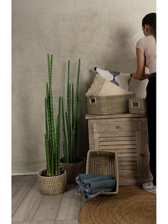 InTheBox Set of Decorative Baskets Plastic with Handles White 45x35x30cm 3 Pieces