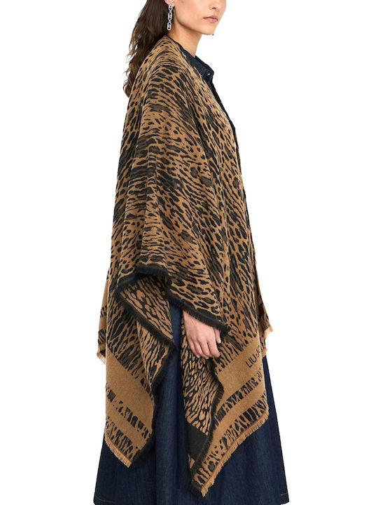 Women's Poncho Black-beige