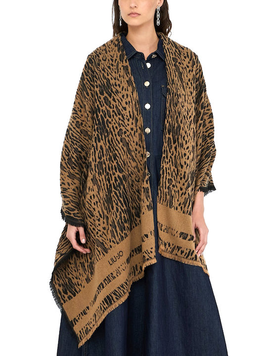 Women's Poncho Black-beige