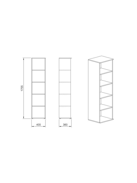 Bibliothek Grand Oak 40x36x175,5 cm
