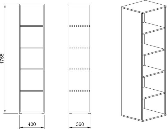 Βιβλιοθήκη Grand Oak 40x36x175.5εκ. 07346015