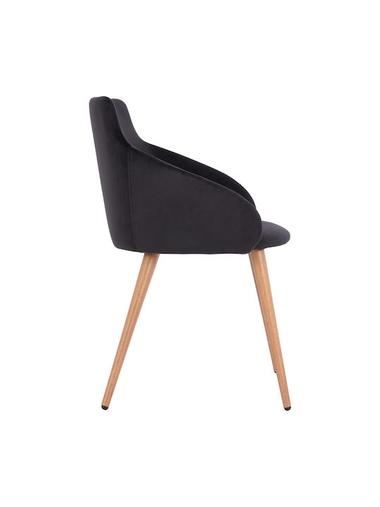 Ivy Dining Room Velvet Armchair Black 53x55x79cm 2pcs