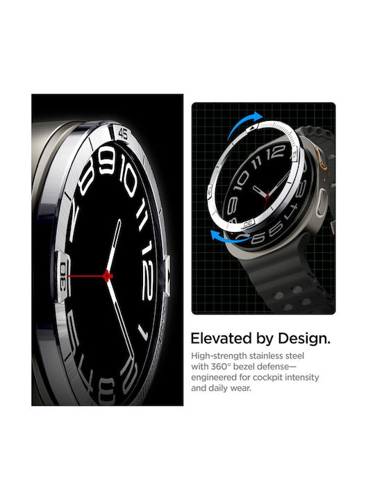 Spigen Bezel Protector in Silver color for Samsung Galaxy Watch 8 44mm