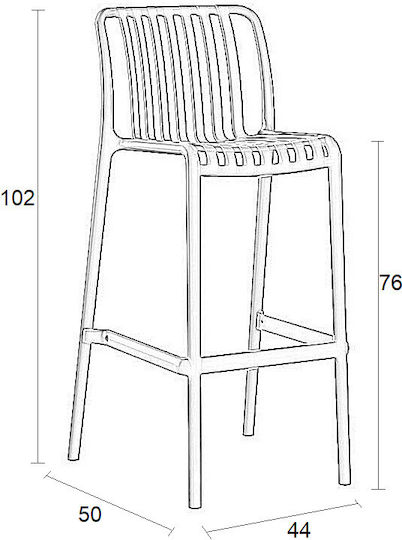 Σκαμπό Μπαρ από Πολυπροπυλένιο Parma Black 43x48x76cm