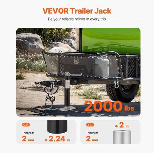 Vevor Trailer Jack Weld-on Pipe Mount Swivel Trailer Jack 2000 Lbs 10" Travel