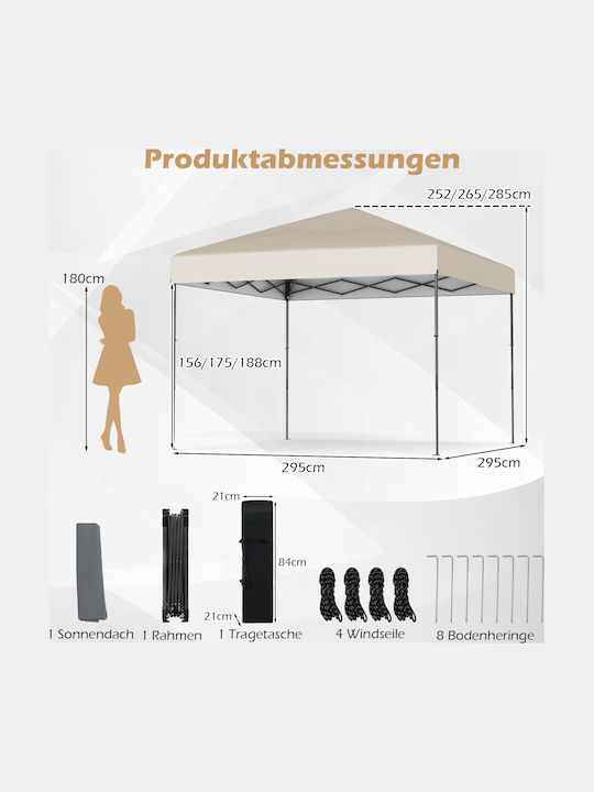 Costway Garden Freestanding Gazebo White 3x3cm