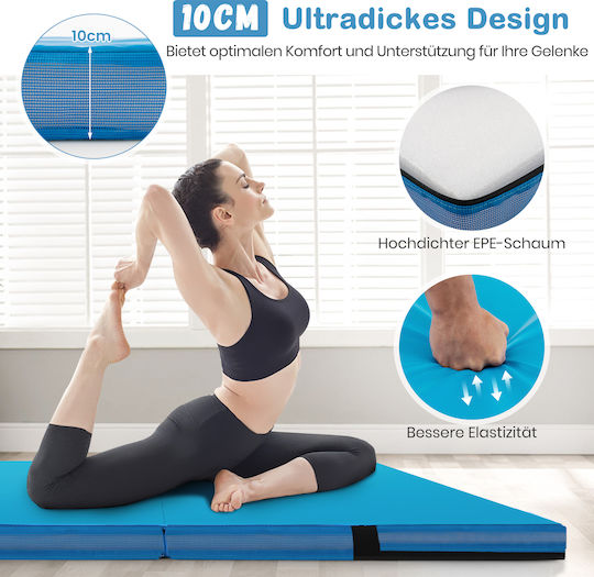 Costway Αναδιπλούμενο Στρώμα Pilates Μπλε (122x122cm)